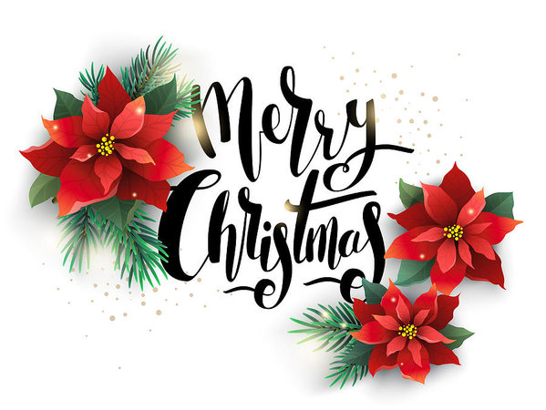 599x450 Christmas Illustration Decorated With Flowers Art Print