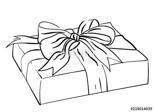 500x365 Vector Illustration Of Gift Box Black And White Sketch Of Present