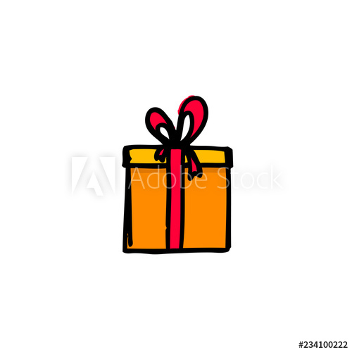 500x500 Vector Illustration Of Hand Drawing Christmas Gift Box