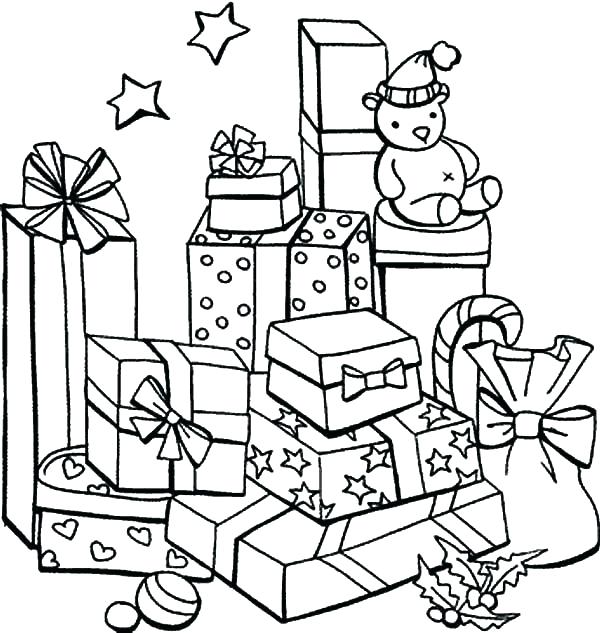 600x633 Christmas Present Box Coloring