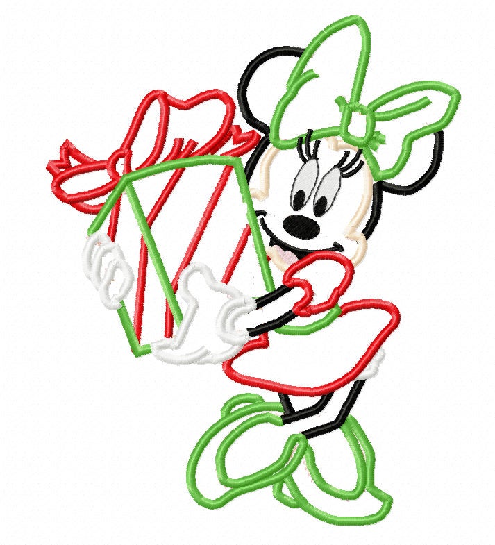 713x785 Christmas Girl Mouse W Present Applique Embroidery Design Etsy