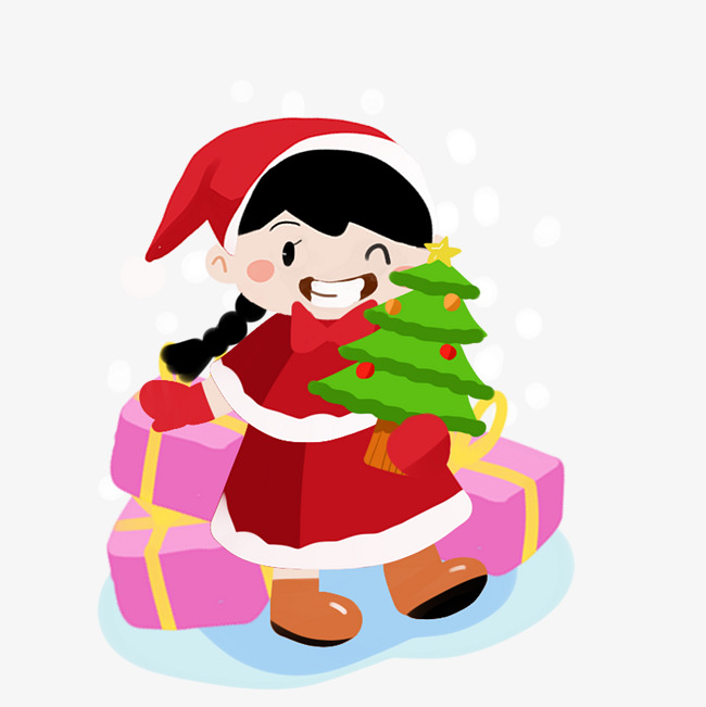 650x651 Christmas Girl Hand Drawing Cartoon Character Png Images Image