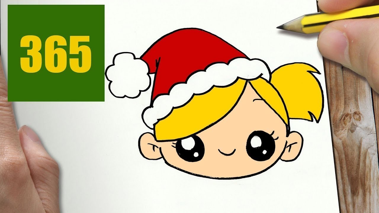 1280x720 How To Draw A Christmas Girl Cute, Easy Step