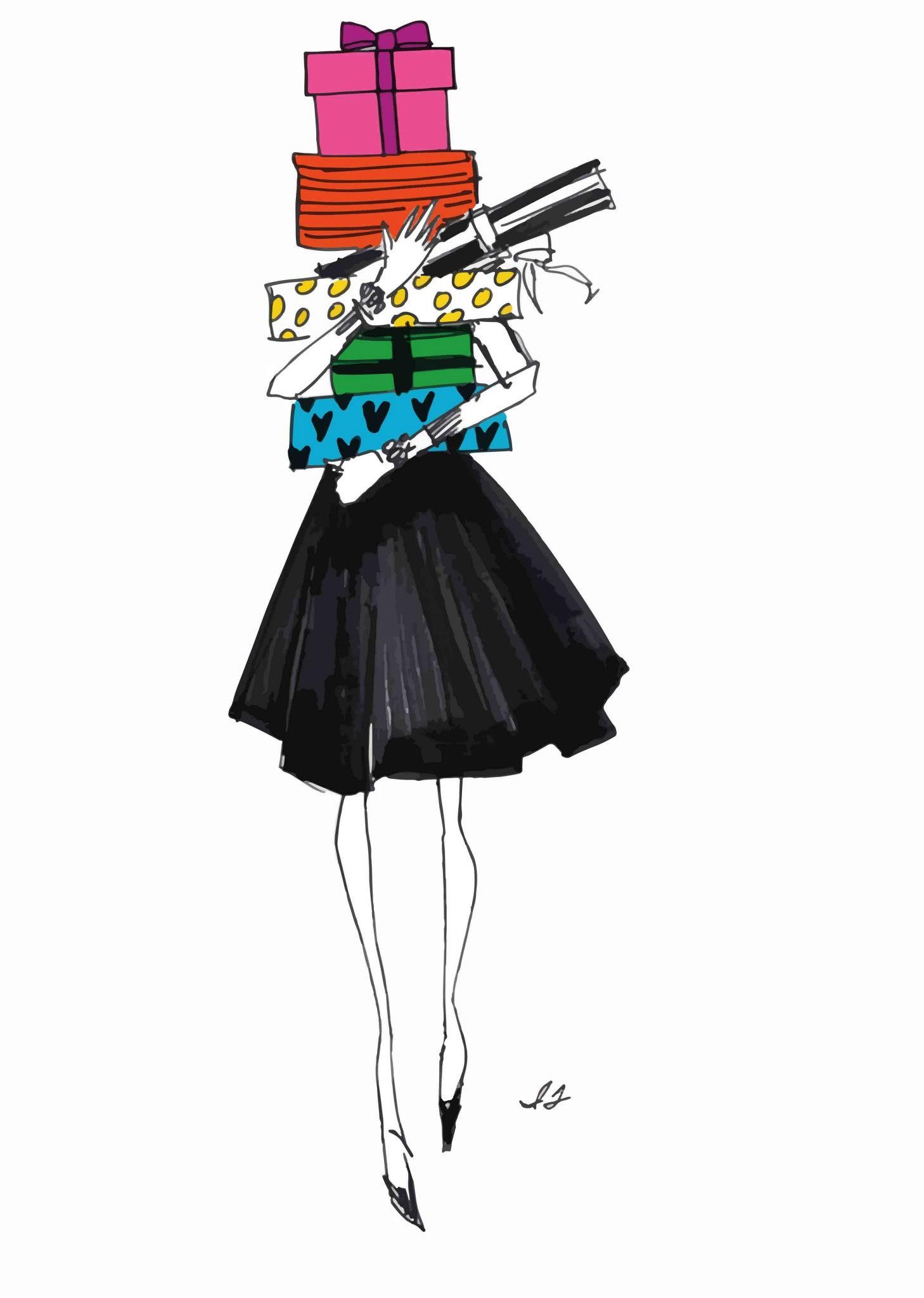 1458x2048 Present Girl Art Cute Christmas Wallpaper, Christmas Drawing