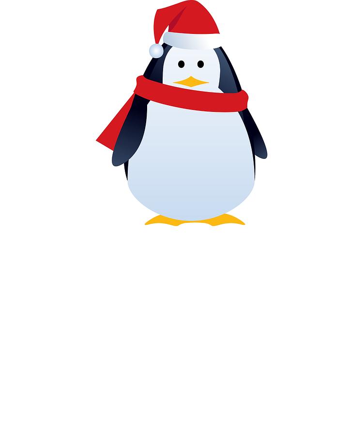 750x900 Ho Ho Ho Merry Christmas Penguin In Santa Hat And Scarf Drawing