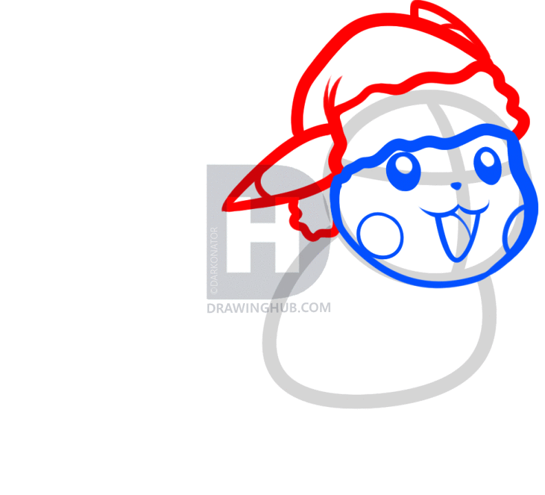 792x720 How To Draw Christmas Pikachu, Step