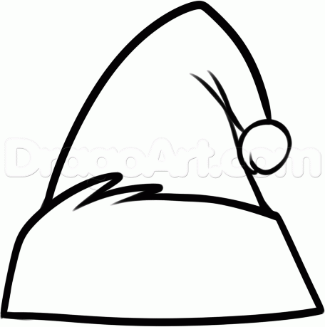 456x459 How To Draw Santas Hat Step How To Draw Santa