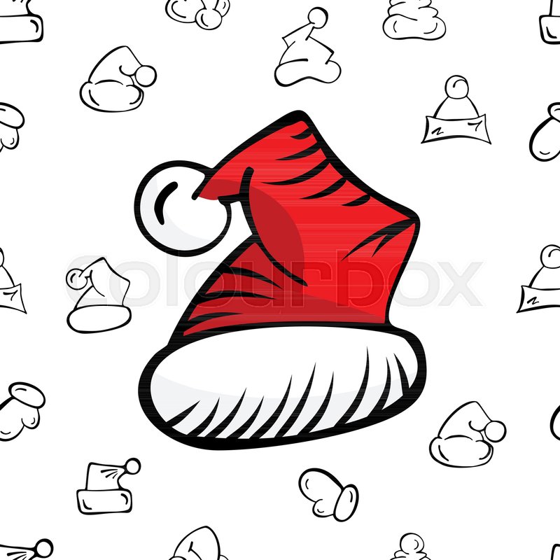 800x800 Christmas Hat Doodle Seamless Pattern Stock Vector Colourbox
