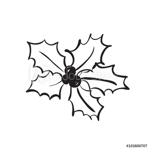 500x500 Christmas Holly Sketch