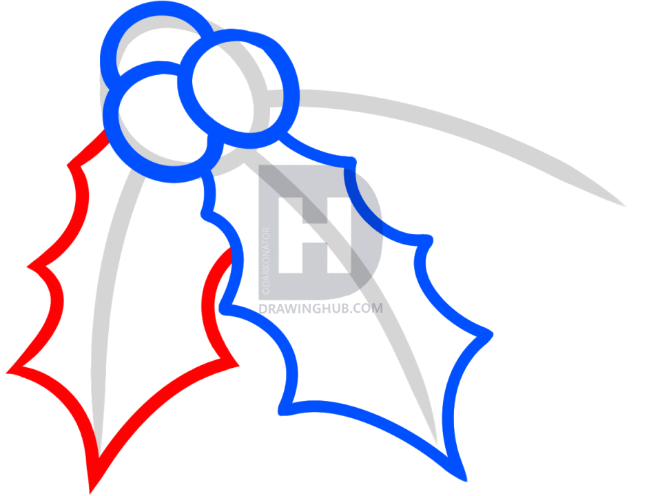 942x720 How To Draw Christmas Holly, Step