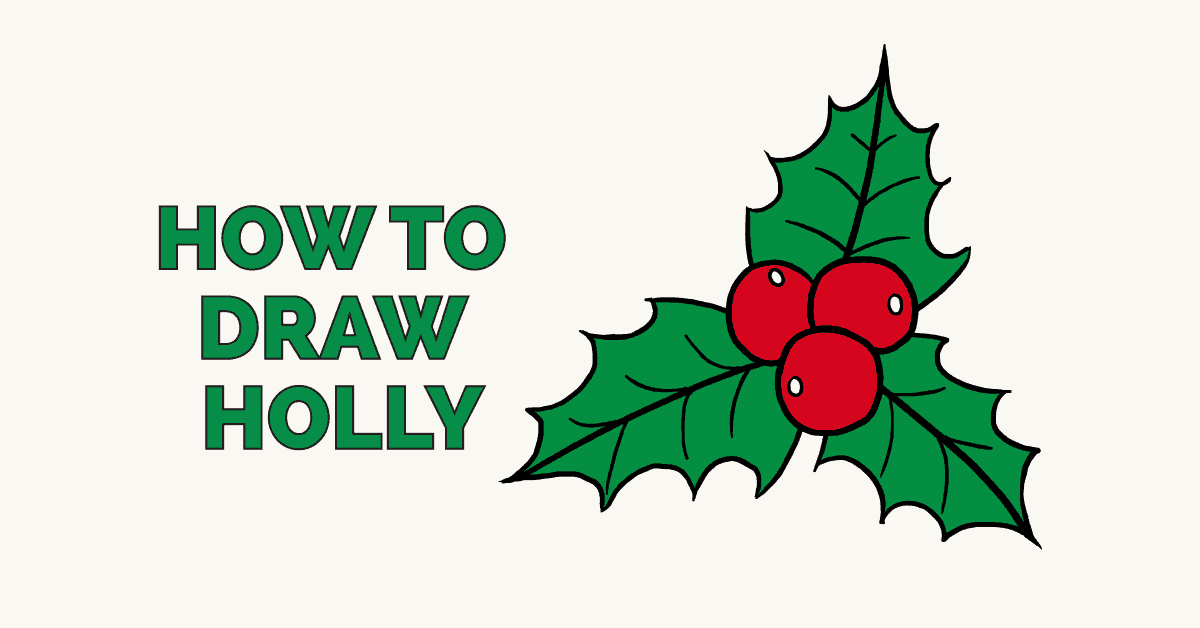 1200x628 How To Draw Holly For Christmas