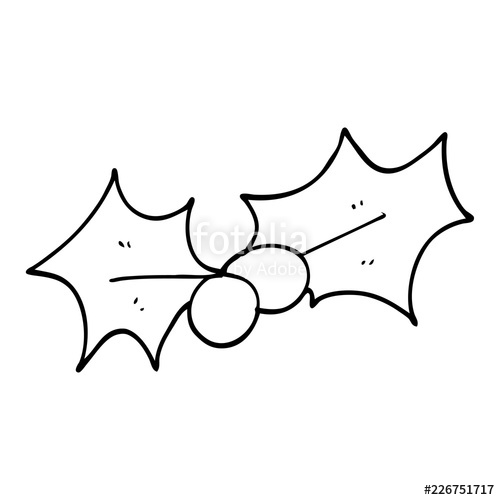 500x500 Line Drawing Cartoon Christmas Holly Stock Image And Royalty Free