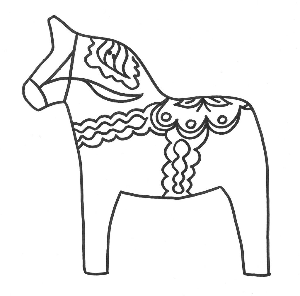 1024x1009 Dala Horse Embroidery Pattern Celebrate Christmas