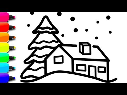 480x360 Glitter Christmas House Coloring And Drawing For Kids, Toddlers