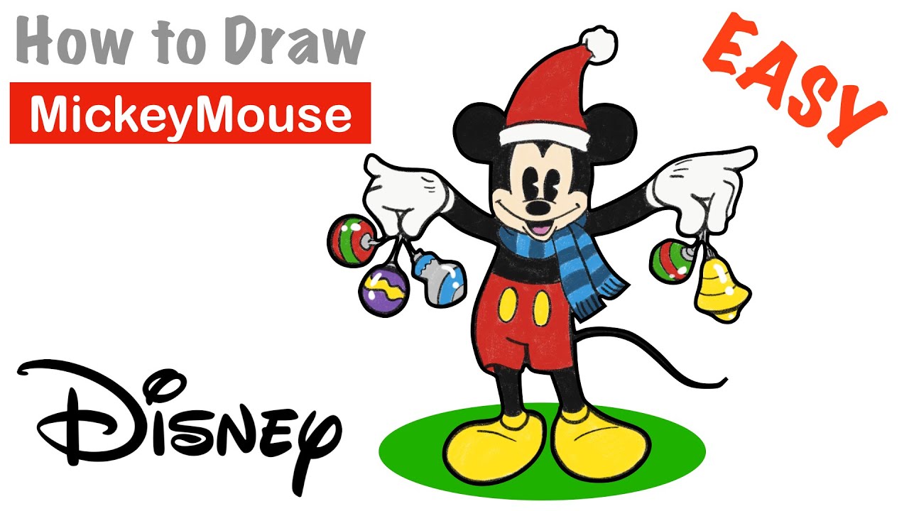 1280x720 How To Draw Mickey Mouse Christmas Drawing For Kids