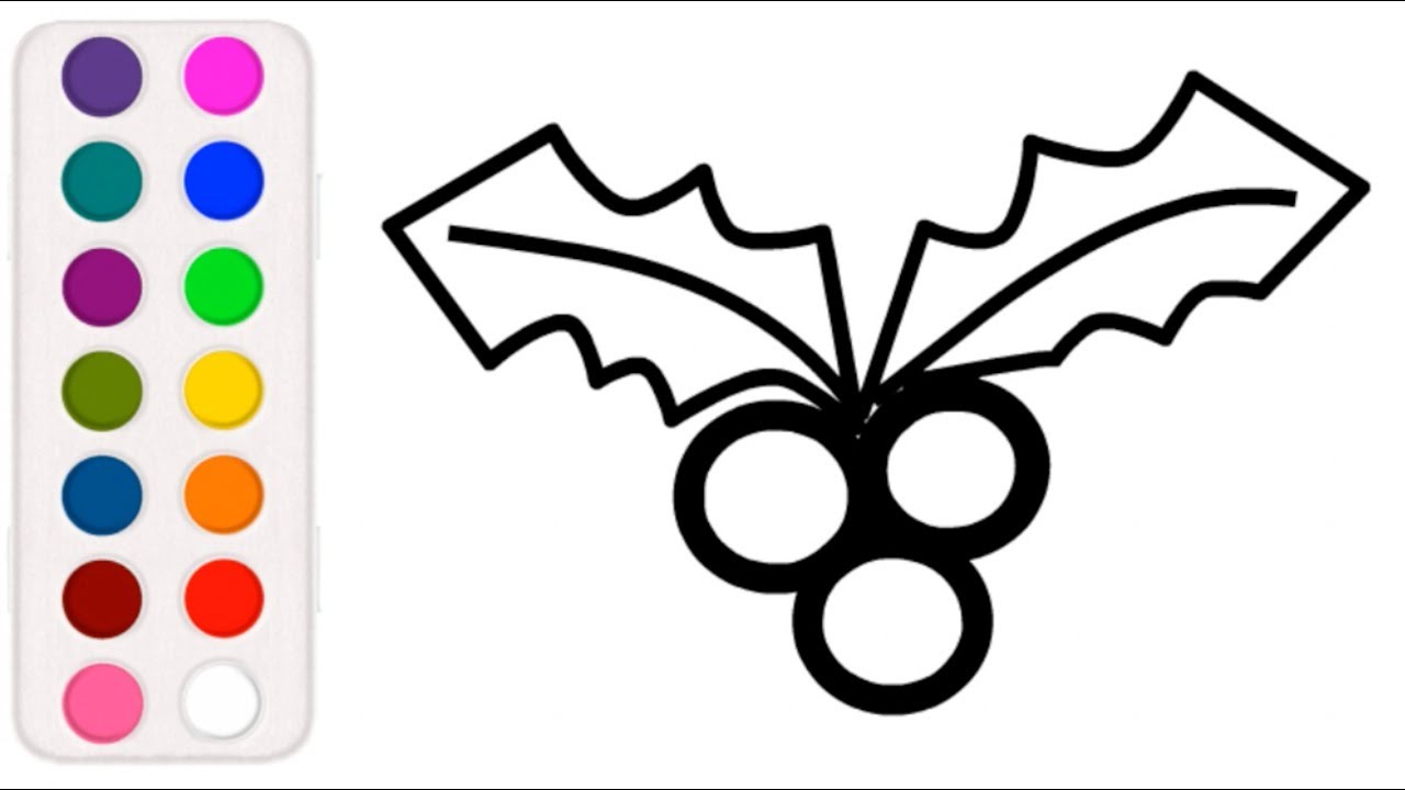 1280x720 Christmas Mistletoe Coloring And Drawing For Kids, Toddlers