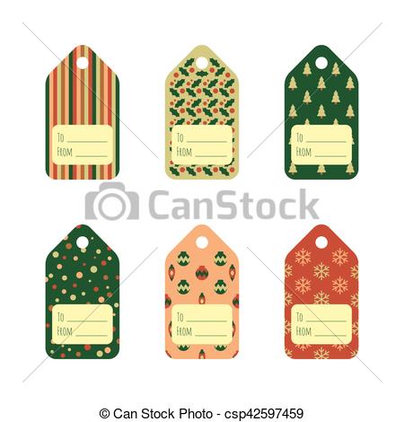 450x470 Set Of Bright Christmas Gift Tags In Traditional Colors Holiday