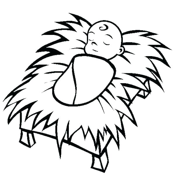 600x612 Nativity Scene Coloring Pages Printable Manger Christmas
