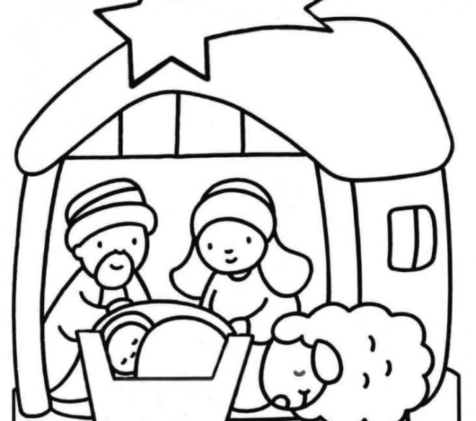 678x600 Nativity Scene For Coloring Christmas Sheets Kindergarten Disney