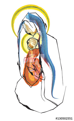 305x500 Christmas Nativity Scene Mother And Child, Virgin Mary With Baby