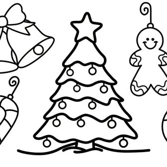 336x336 Christmas Ornament Line Drawing Of Decorations Easy Images Bells