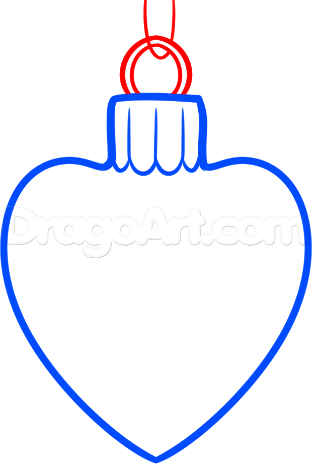 620x922 How To Draw A Christmas Heart Ornament, Step