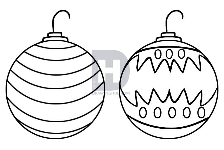 767x514 How To Draw Christmas Ornaments, Step