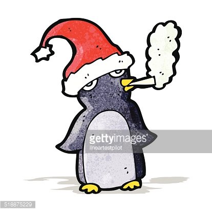 414x414 Cute Christmas Penguin Smoking Cigarette Premium Clipart