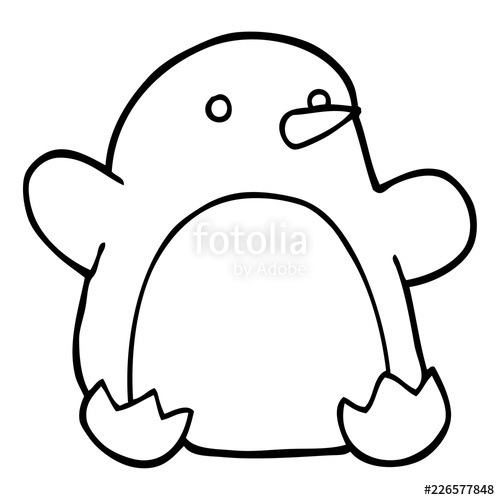 500x500 Line Drawing Cartoon Christmas Penguin Stock Image And Royalty