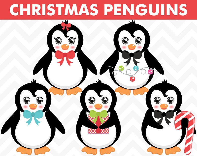 794x630 Clipart Christmas Penguins Penguin Clip Art Penguin Etsy
