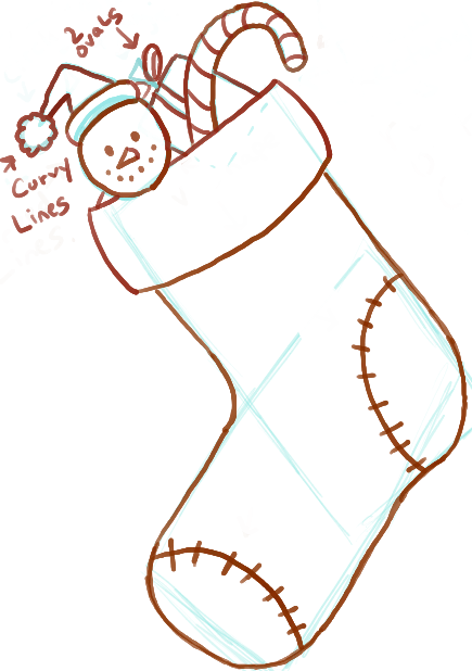 435x618 How To Draw Christmas Stockings With Easy Steps For Kids