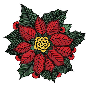 355x355 Green Red Christmas Holiday Poinsettia Drawing Vinyl