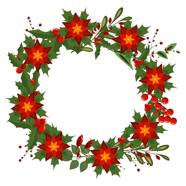 600x600 Hand Drawn Christmas Wreath Art Print