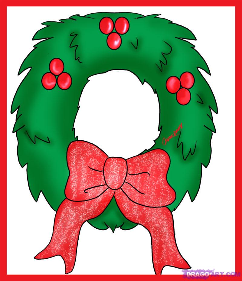 800x929 How To Draw A Simple Christmas Wreath, Step