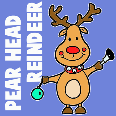 400x400 How To Draw Cartoon Reindeers With Christmas Bell And Ornament
