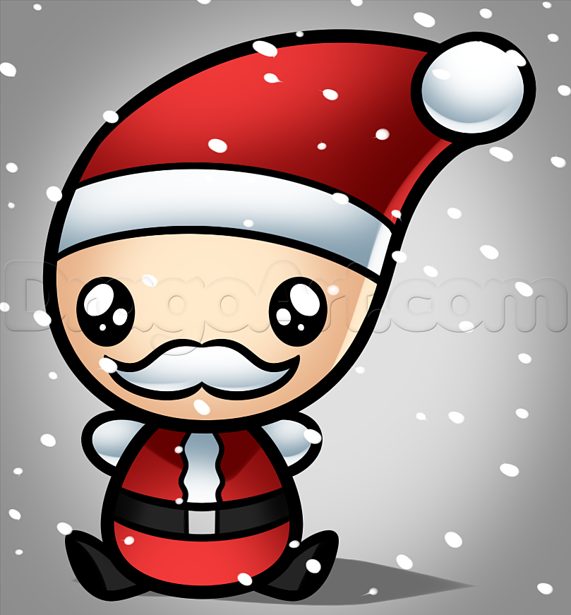 809x871 How To Draw Kawaii Santa, Step