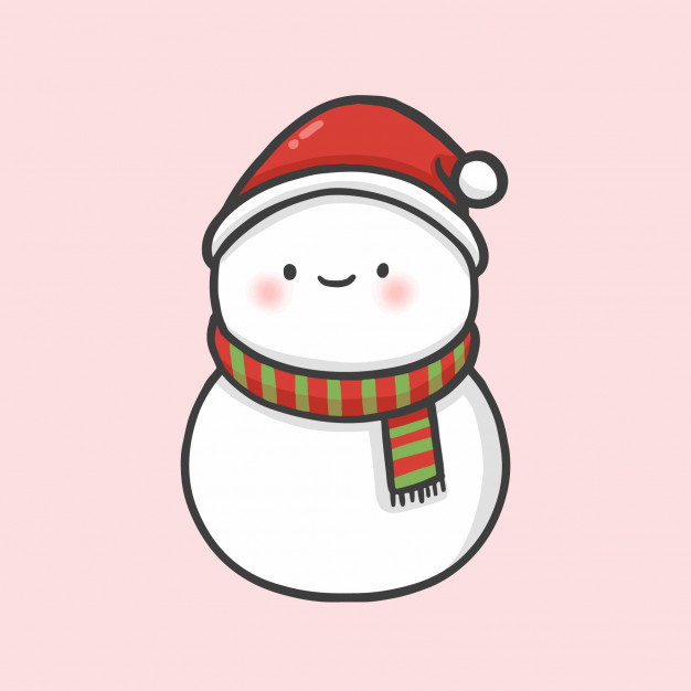 626x626 Cute Snowman Christmas Hand Drawn Cartoon Style Vector Vector