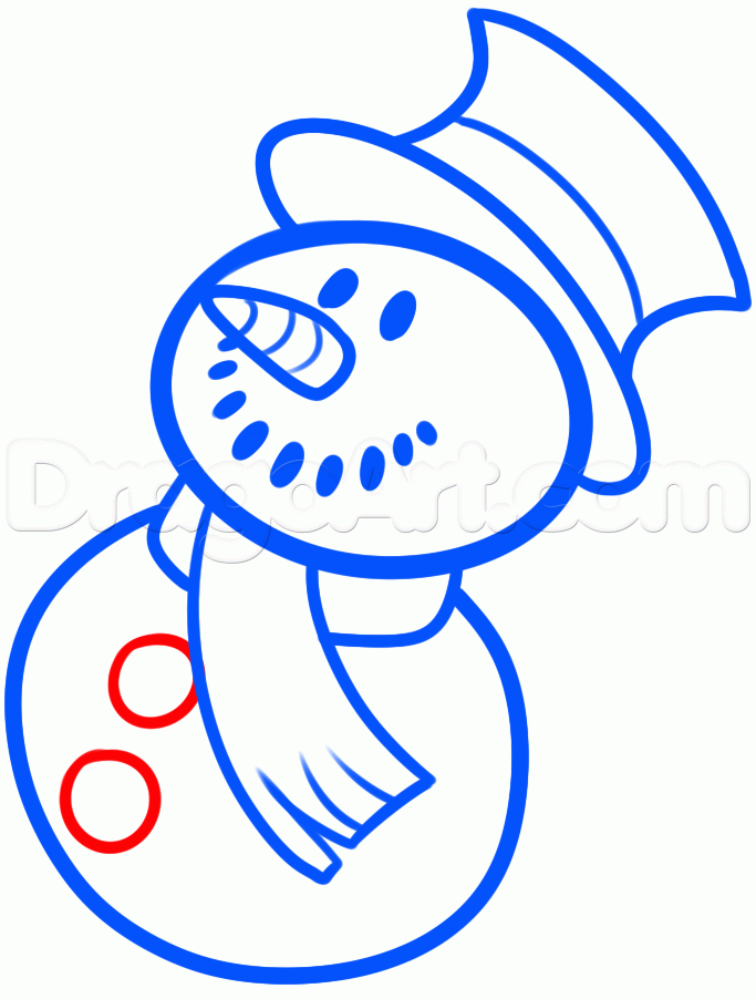 683x902 How To Draw A Christmas Snowman, Step