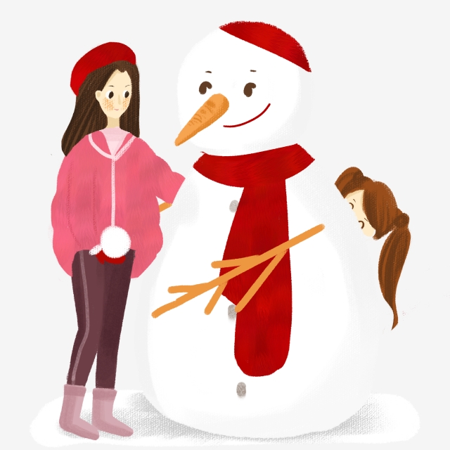 640x640 Christmas Christmas Girl Making A Snowman Snowman, Hand, Drawing