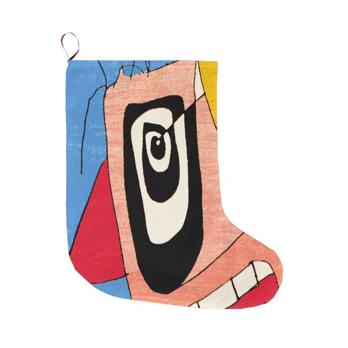 687x687 Crazy Clown Portrait Drawing Large Christmas Stocking