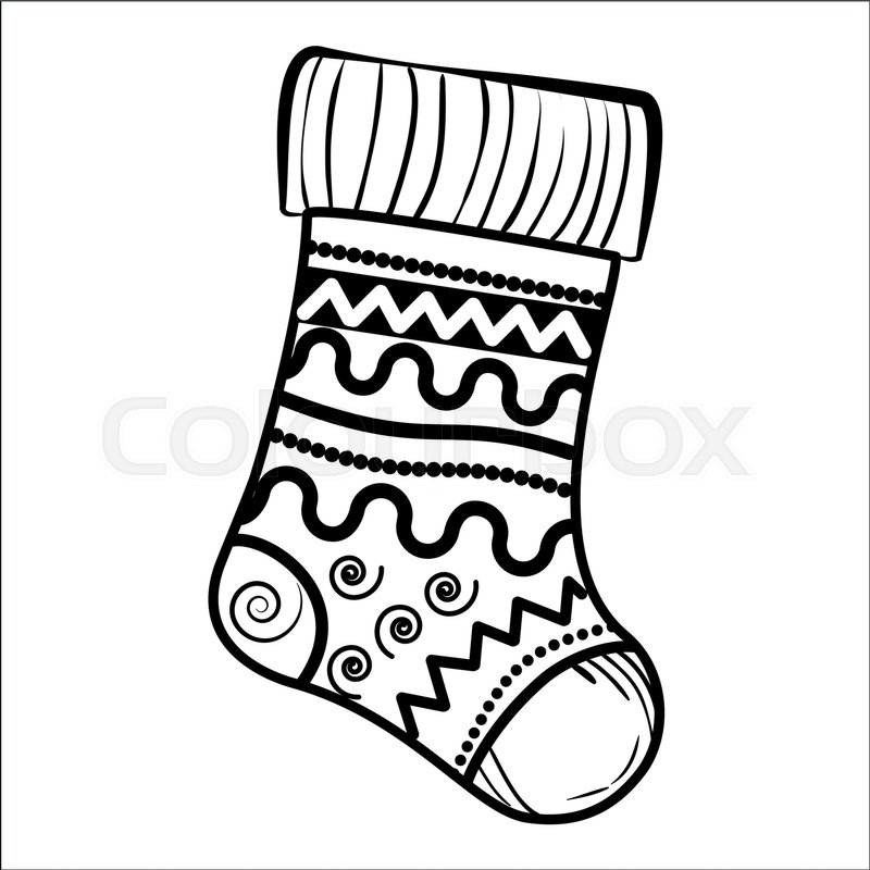 800x800 Sketch Christmas Sock Hand Drawn Stock Vector Colourbox