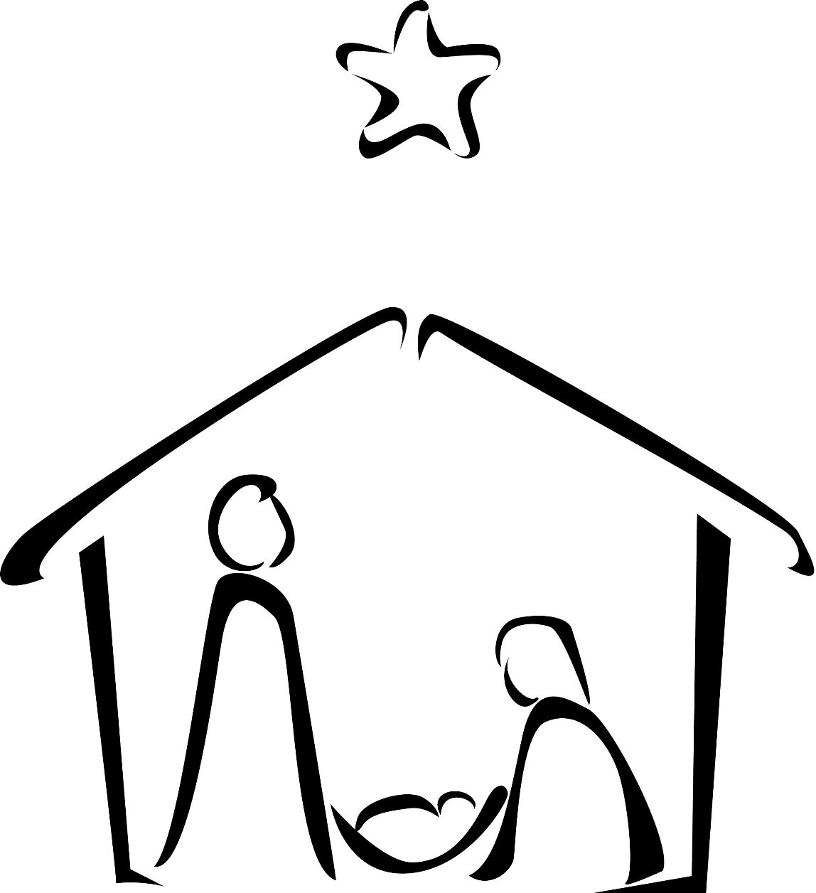 1148x1256 Black And White Nativity Sketch Church Nativity Silhouette