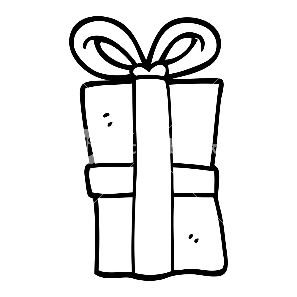 1000x1000 Black And White Cartoon Christmas Present Royalty Free Stock Image