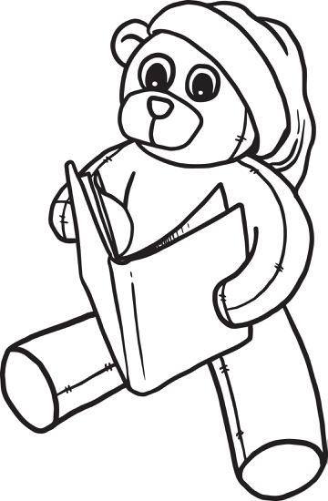 360x550 Christmas Teddy Bear With Book Coloring Page