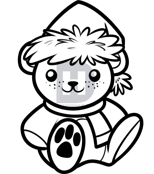 636x720 How To Draw A Christmas Bear, Step