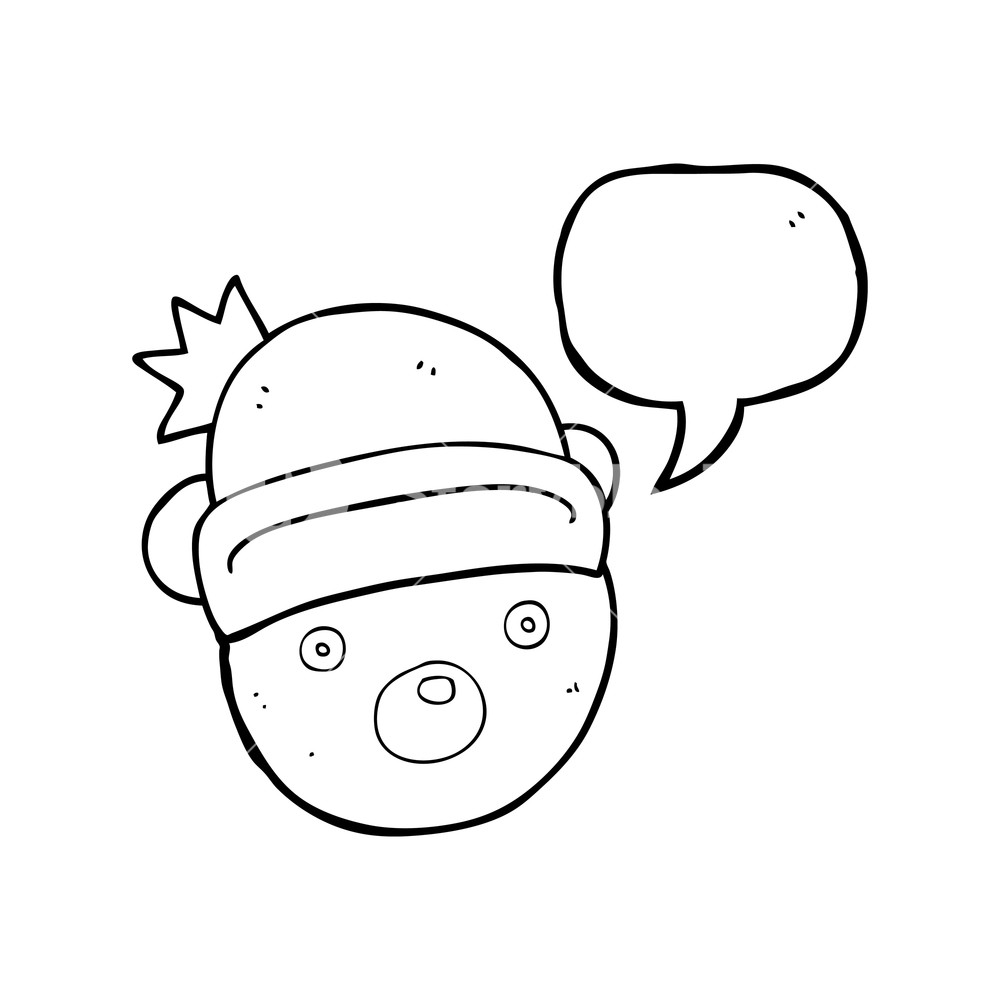 1000x1000 Freehand Drawn Speech Bubble Cartoon Teddy Bear Wearing Christmas