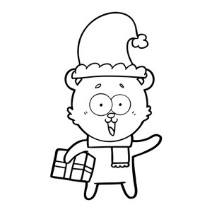 300x300 Laughing Teddy Bear With Christmas Present Royalty Free Stock