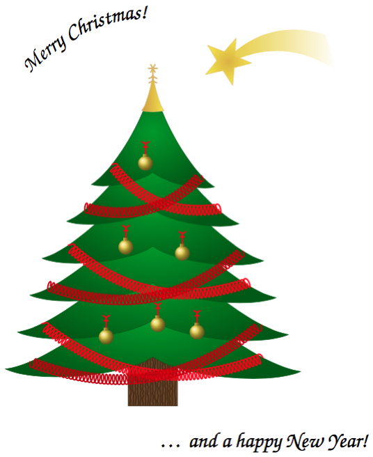 536x656 how can we draw a christmas tree with decorations, using tikz