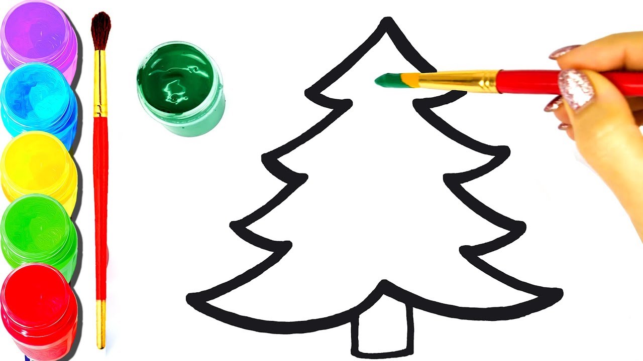 1280x720 Christmas Tree Drawing Coloring Peppa Pig Learn Colors For Kids