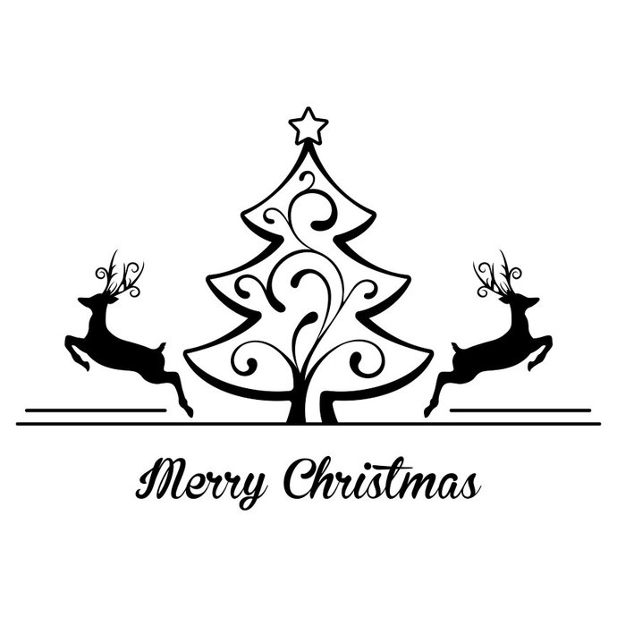 690x690 Merry Christmas Tree Deer Graphics Design